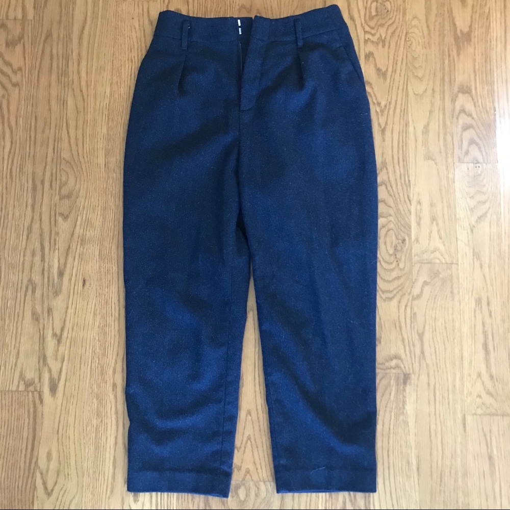 Uniqlo Navy Blue Wool Ankle Length Pants